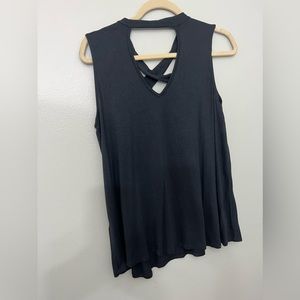 M black flowy blouse with crisscross back detail